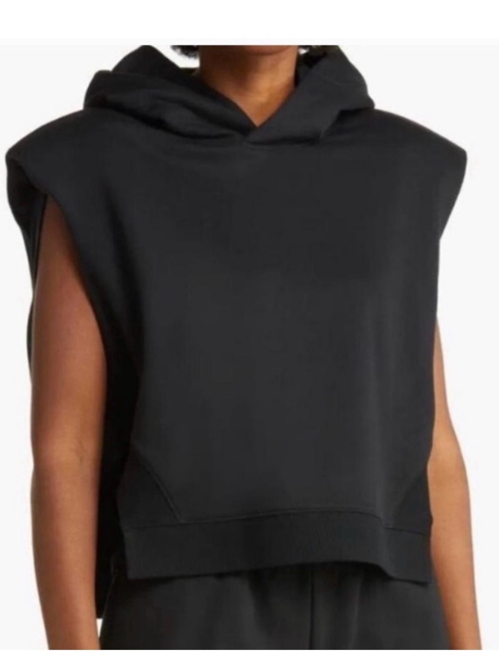 ALO Yoga Black Sleeveless Hooded Crop Sweatshirt